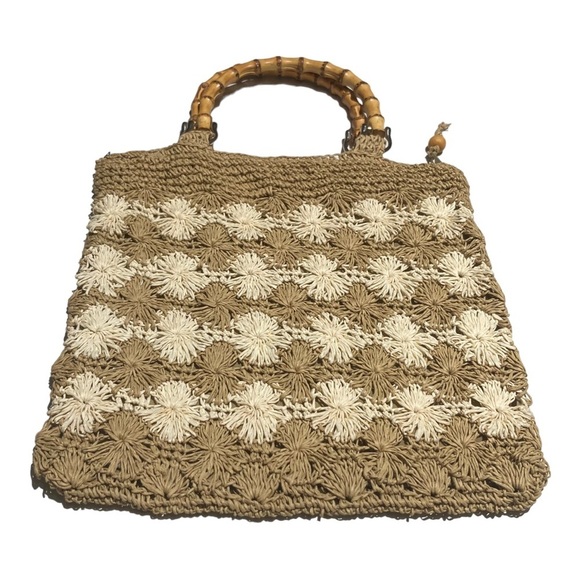 Vintage The Limited Handmade Crochet Bag with Bamboo Handle 90s Y2K - Picture 11 of 11